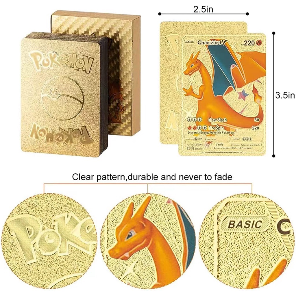 Thẻ Bài Trò Chơi Charizard Pikachu 2023 Màu Vàng / Bạc / Đen / Vàng Kim / Bạc