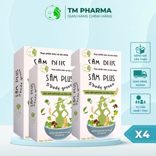 Combo 4 kẹo giảm cân sâm plus s'body green tm pharma từ thiên nhiên hỗ trợ thanh nhiệt 30 viên/hộp