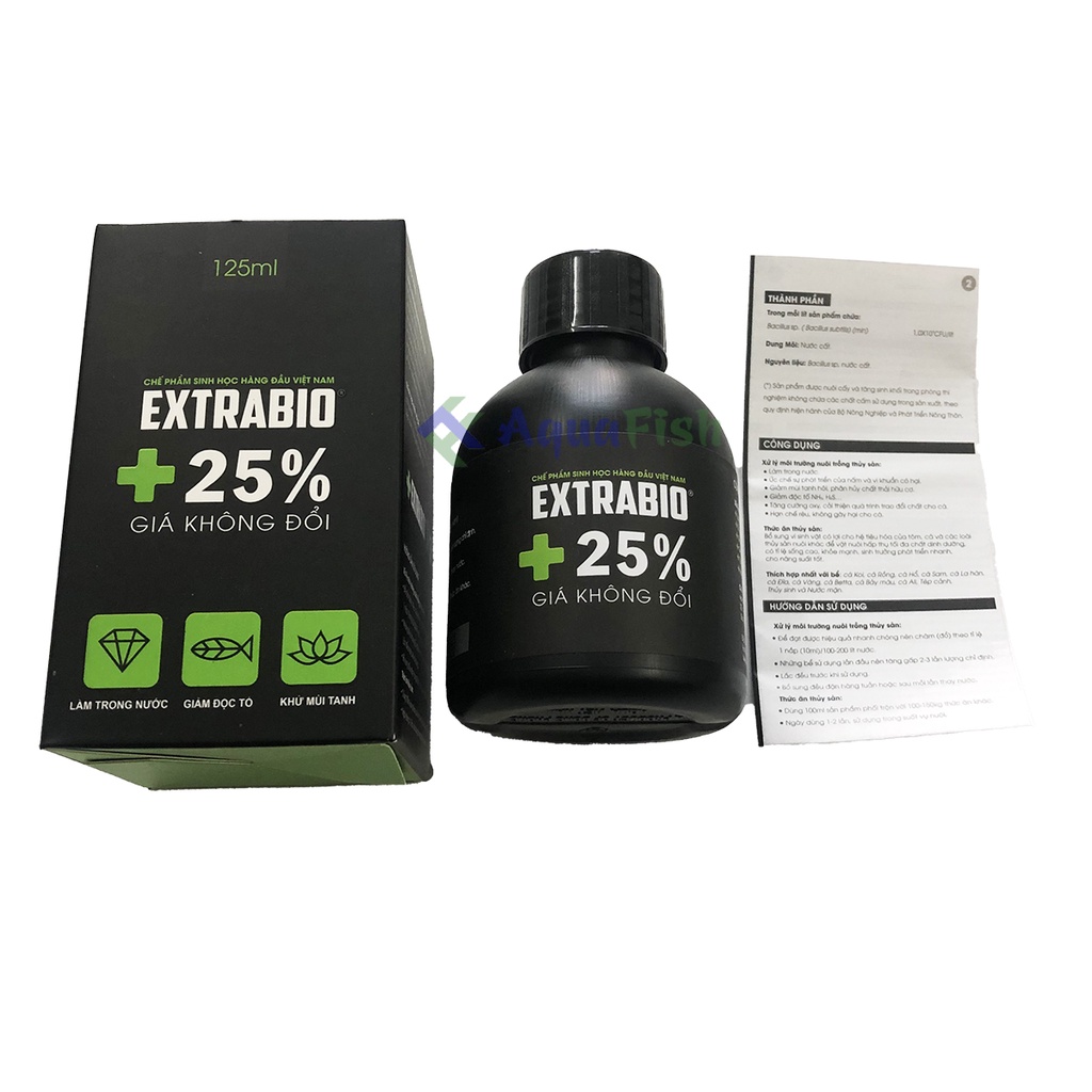 Vi sinh Extra Bio 125ml, vi sinh bể cá, hồ cá giúp làm trong nước, khử mùi tanh hôi, giảm độc tố, ngăn ngừa rêu hại