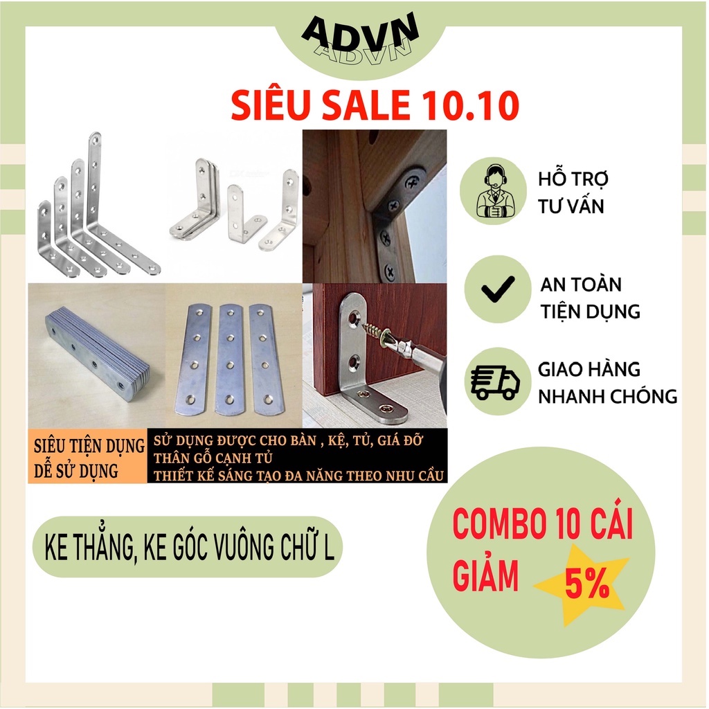 Bát giá đỡ, Ke vuông góc chữ L & thẳng bản rộng 1.5cm hàng dày