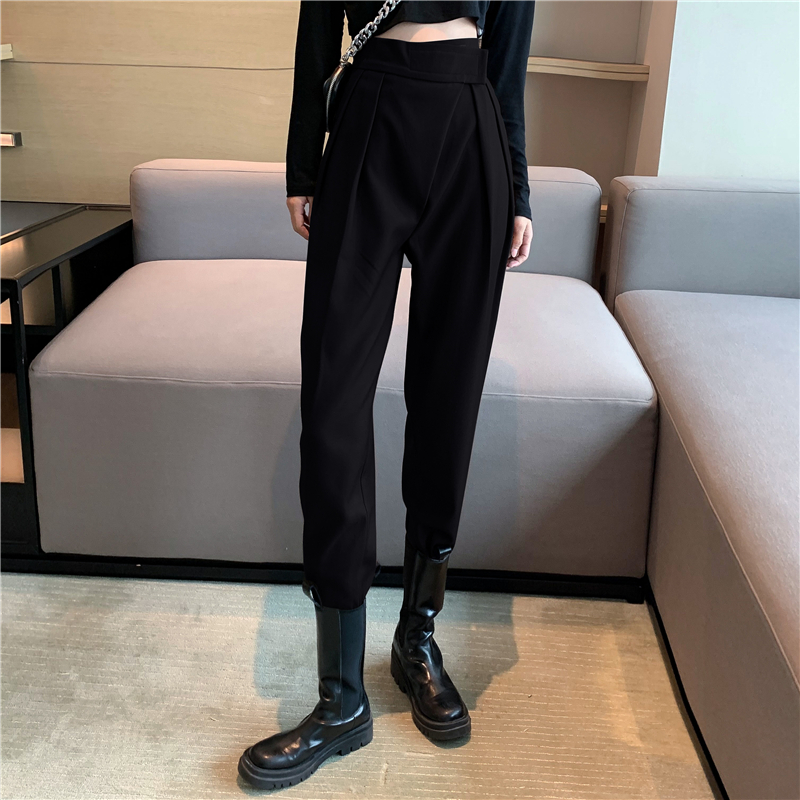 IELGY Quần Dài Nữ Lưng Cao Ống Rộng Thời Trang Xinh Xắn