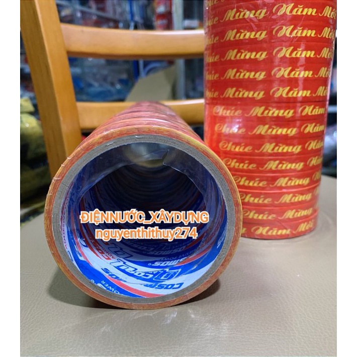 1 CÂY Băng keo CHÚC MỪNG NĂM MỚI - Đỏ 24 CUỘN