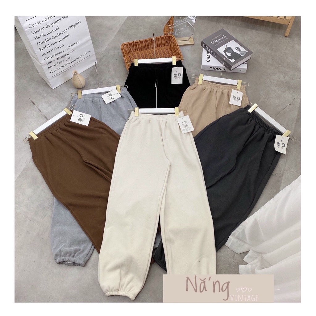 Quần jogger nữ len tăm dày bo gấu phong cách thu đông | BigBuy360 - bigbuy360.vn