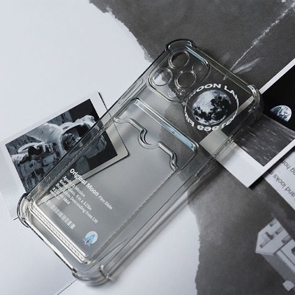 Ốp Điện Thoại Họa Tiết Mặt Trăng Có Ngăn Đựng Thẻ Cho iPhone13promax 12 xs/xr 7/8plus 11