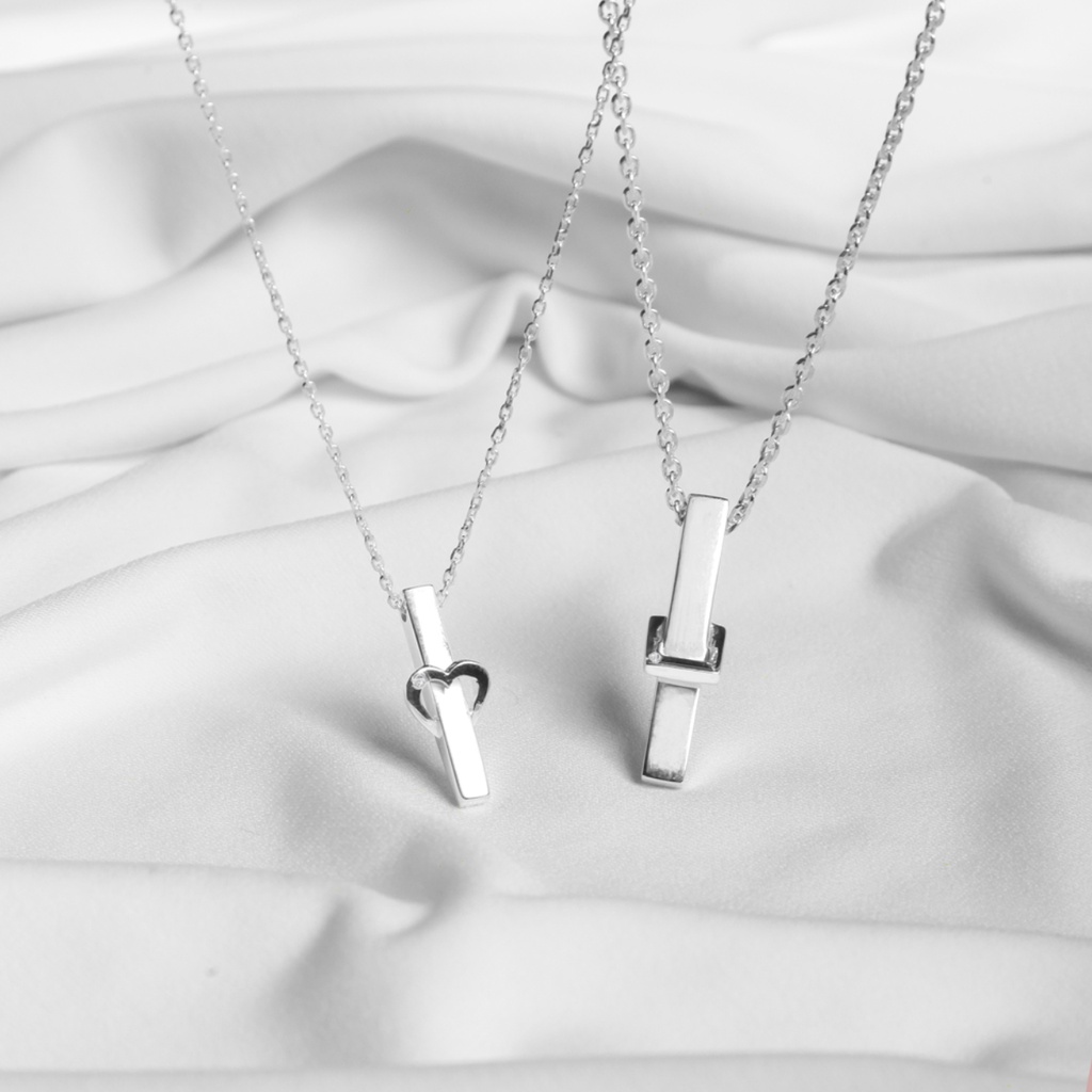 Dây Chuyền Nam BẠC 925 CAO CẤP SHIMMER SILVER Mặt Hình Trái Tim Lồng Ghép Độc Lạ - LOVED FOR MEN