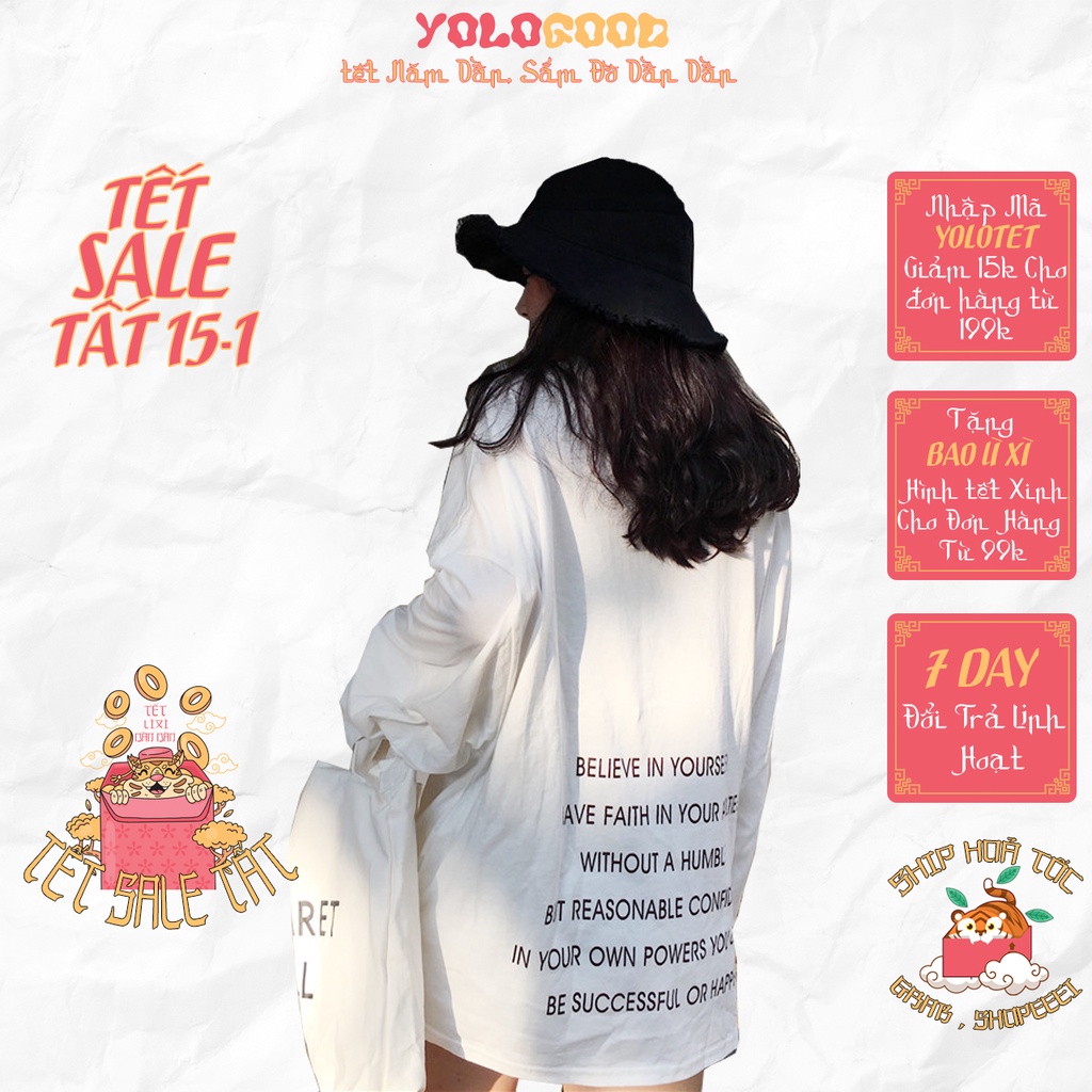 Áo thun dài tay  BELIEVE  phông Unisex nam nữ tee oversize form rộng pull Ulzzang Streetwear Hàn Quốc vải mềm