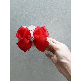 Kẹp nơ lụa đỏ loại to cho bé