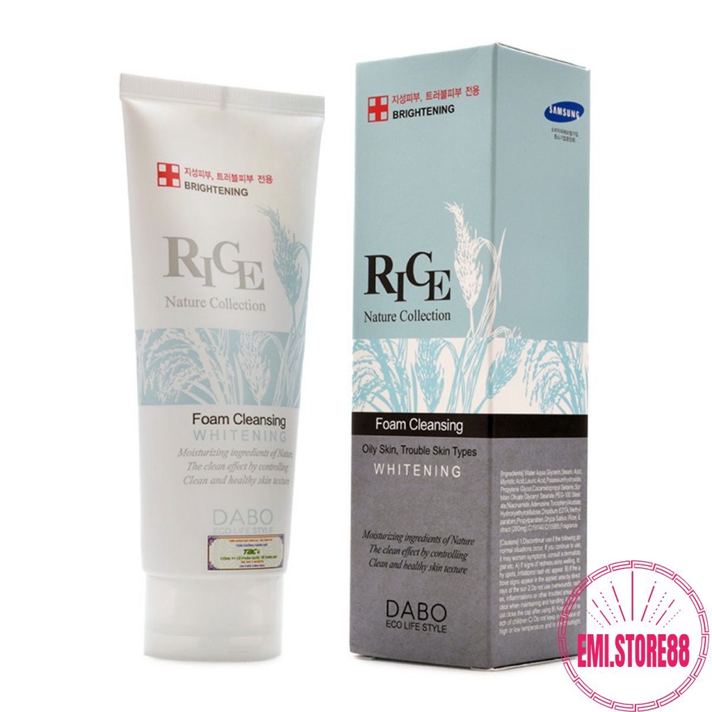 Sữa Rửa Mặt Trắng Da Dabo Hàn Quốc Tinh Chất Gạo 150ml - Chính Hãng