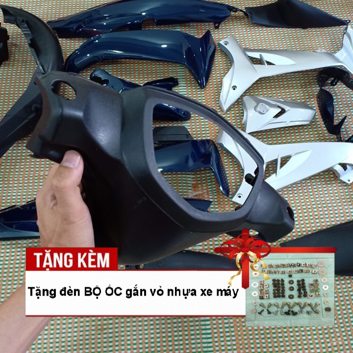 Bộ dàn áo dành cho xe SIRIUS màu Xanh nhớt - phanh CƠ,Tặng kèm bộ ốc theo xe