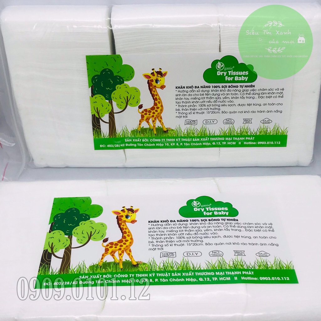 Khăn khô đa năng Oganic+, khăn lau khô hàng xuất nhật bịch 300gr