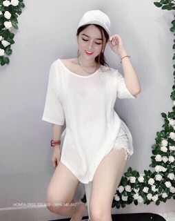 Áo thun xẻ tà vạt bầu