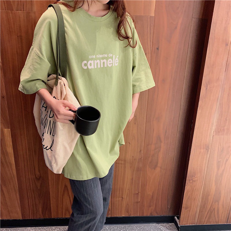 Áo Thun Tay Lỡ Cannelé Unisex Nam Nữ Áo Form Rộng Cotton Dưới 75kg MH.SHOPEE