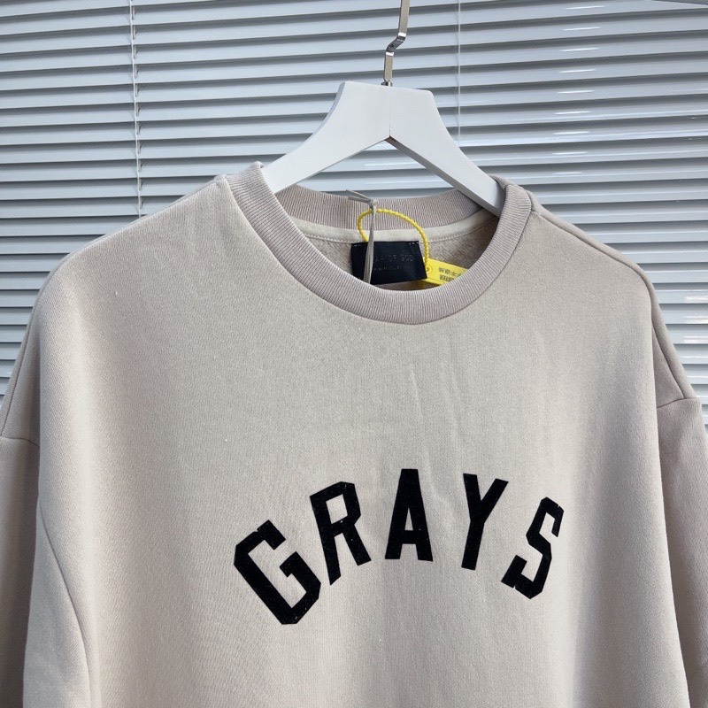 Áo sweater 3/4 FOG Fear of God Season 7 GRAYS Half Sleeve Baseball Sweatshirt cao cấp