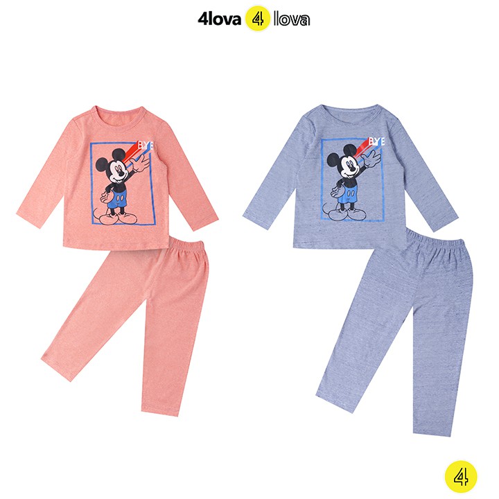 Bộ quần áo cotton thun dài tay 4LOVA họa tiết ngôi sao và mickey BT&BG-BT