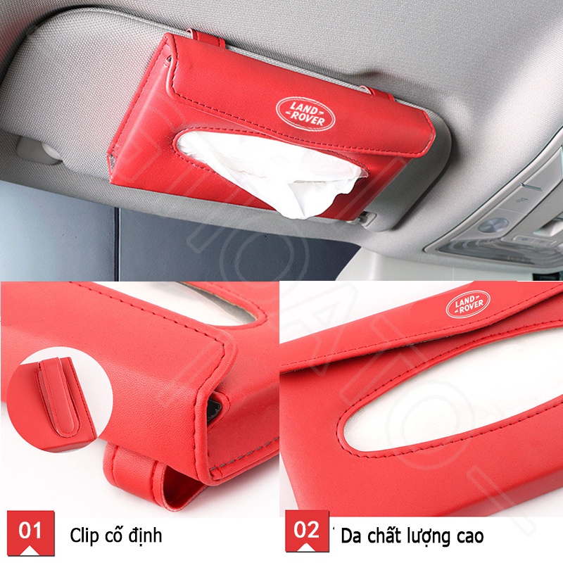 GTIOATO Tấm Che Nắng Ô Tô Hộp Đựng Khăn Giấy Ô Tô Da HộP ĐựNg GiấY TrêN Xe Ô Tô HộP ĐựNg GiấY ĂN TrêN Ô Tô HộP ĐựNg Đồ TrêN Ô Tô Phụ Kiện Xe Hơi Cho Land Rover Defender Evoque Discovery VELAR Range