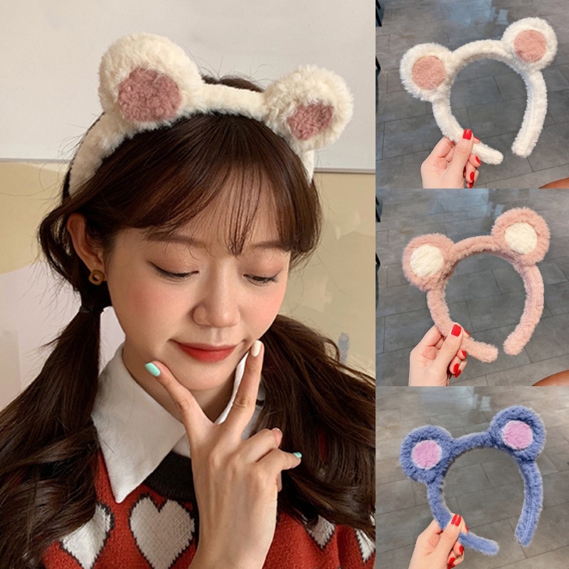 Băng Đô Cài Tóc Hình Tai Gấu Bằng Lông Nhung Dễ Thương Xinh Xắn