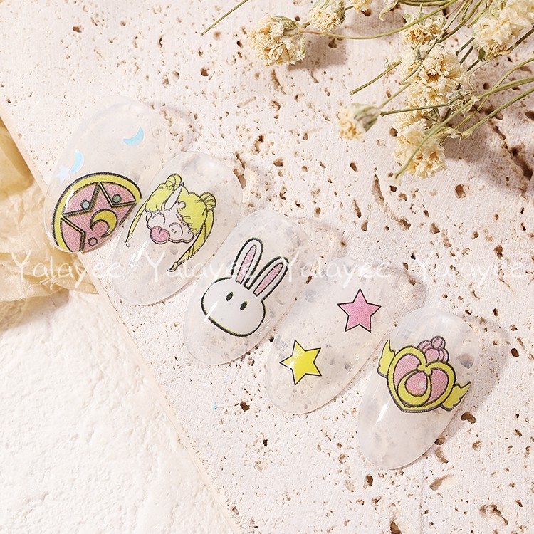 Sticker dán họa tiết hoạt hình Sailor Moon kiểu INS Nhật Bản siêu mỏng trang trí móng tay