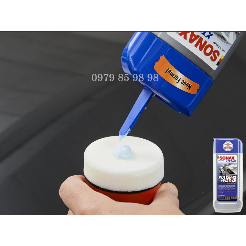 Combo nước rửa xe và kem đánh bóng xóa xước sơn ô tô xe máy Sonax Xtreme Polish Wax 3 202100. Sonax Gloss Shampoo 1lit