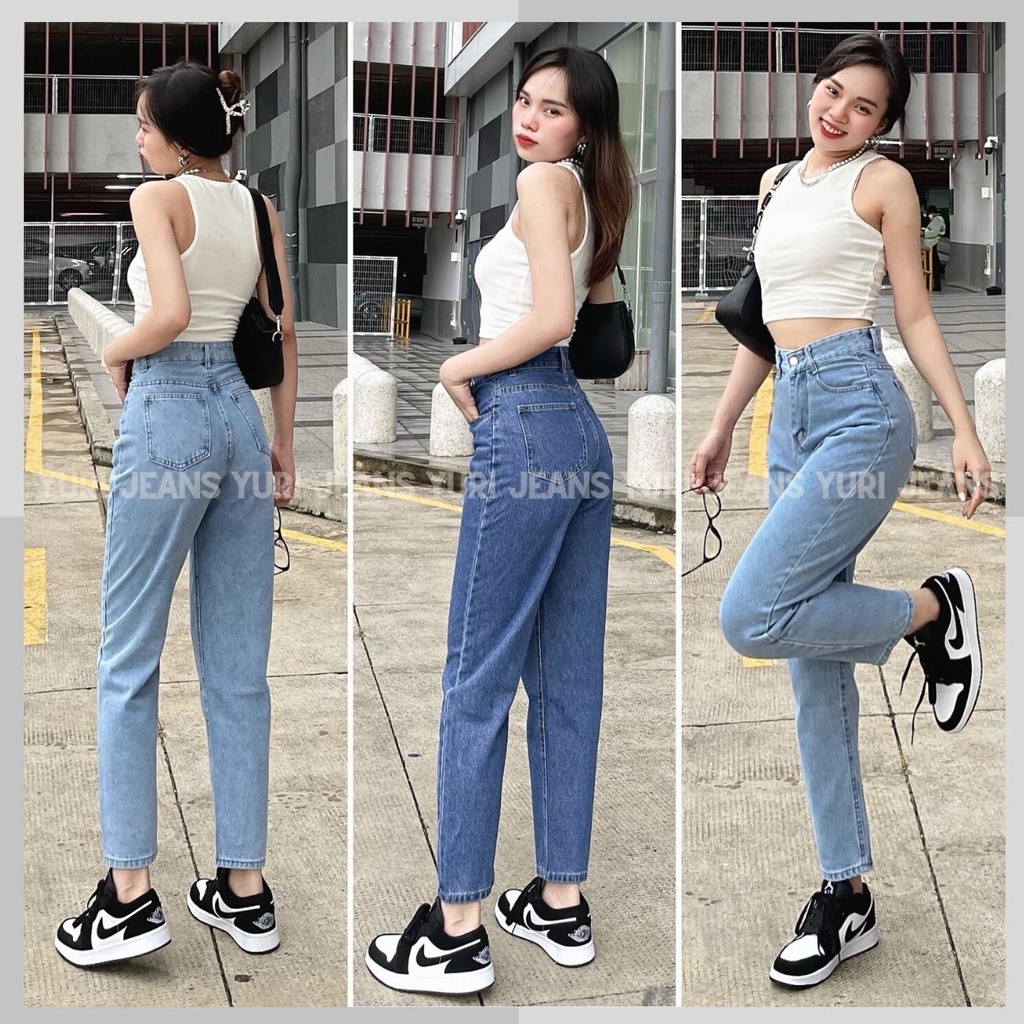 Quần Bò Nữ, Quần Jean Baggy Trơn Lưng Cao Form Đẹp Ulzzang Yuri jeans