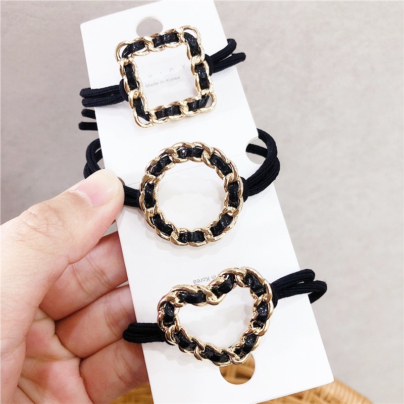 Dây Cột Tóc Cao Su Đính Bóng Lông Đơn Giản Kiểu Nhật Hàn