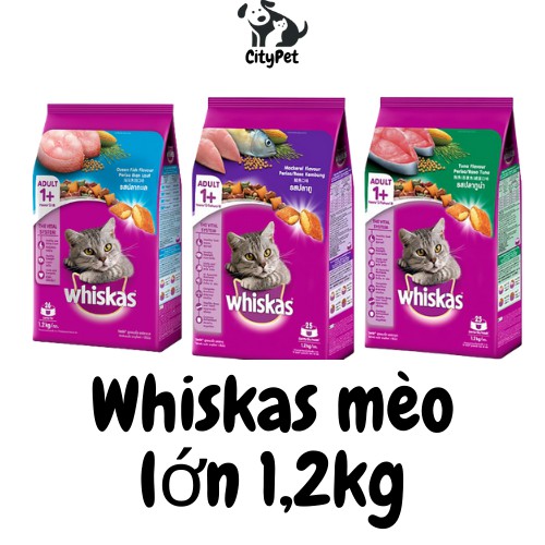 Thức ăn mèo lớn whiskas vị cá biển,cá thu,cá ngừ nhập khẩu Thái lan gói 1,2kg các vị