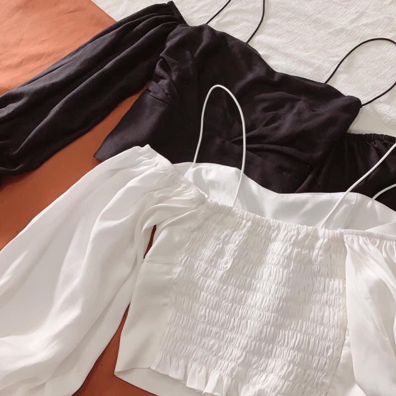 Áo crotop 2S rớt vai tay phồng