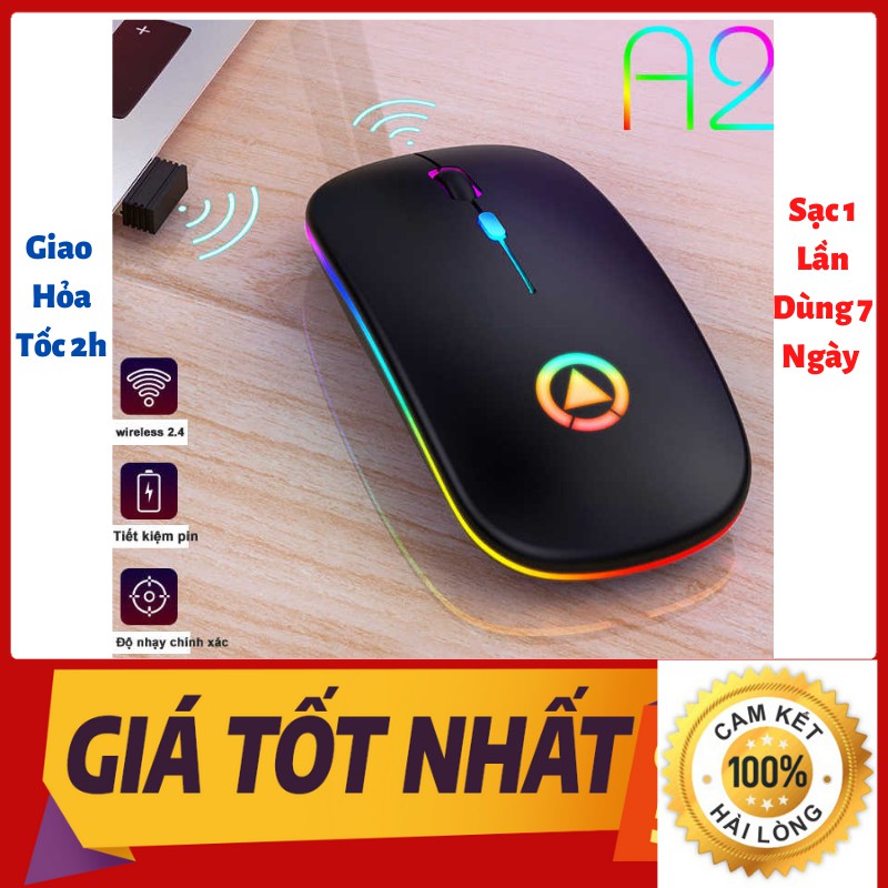 Chuột Không Dây Chính Hãng YINDIAO A2, Chống Ồn, Pin Sạc , Có Led Cực Đẹp