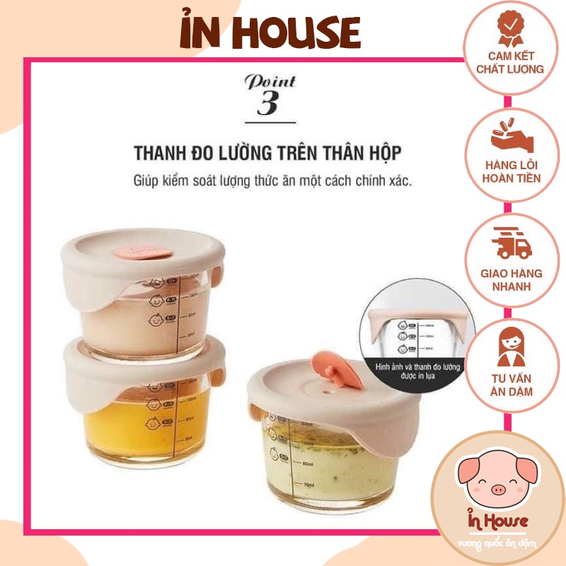 Cốc,Bát (Hũ) thủy tinh chia vạch Lock&amp;Lock LLG508 nắp silicon dung tích 230ml đựng thức ăn cho bé theo từng tháng tuổi