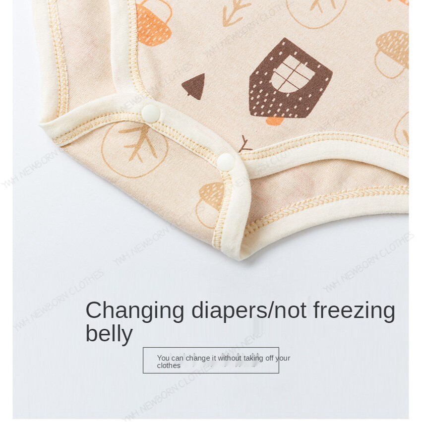 Sơ sinh cotton tam giác túi rắm quần áo trẻ em áo liền quần không tay dễ thương bé trai và bé gái in áo liền quần