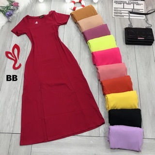Đầm thun maxi xẻ đùi