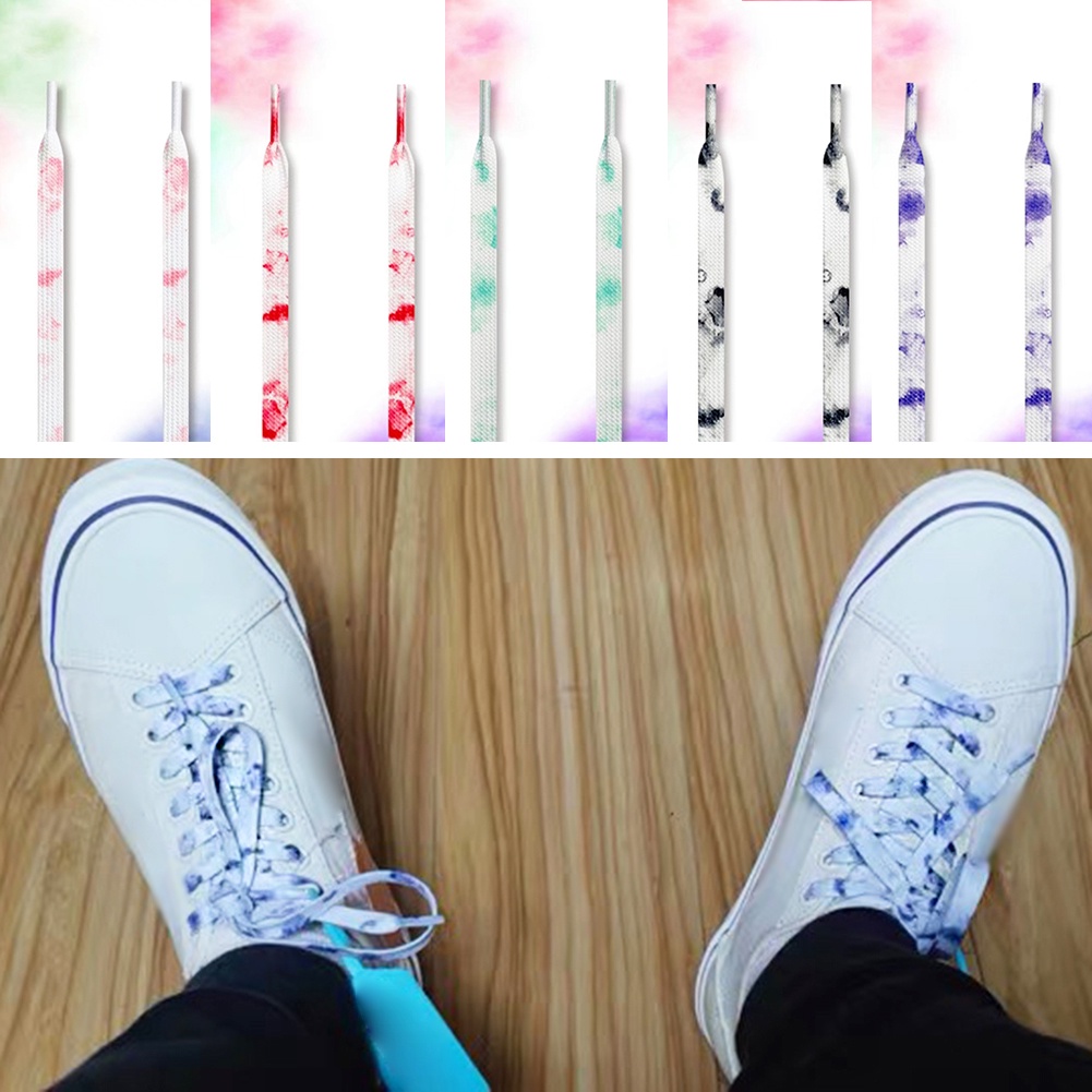 Dây Giày Thể Thao Bằng Vải Canvas Dạng Dẹt Co Giãn Màu Gradient Dễ Thương