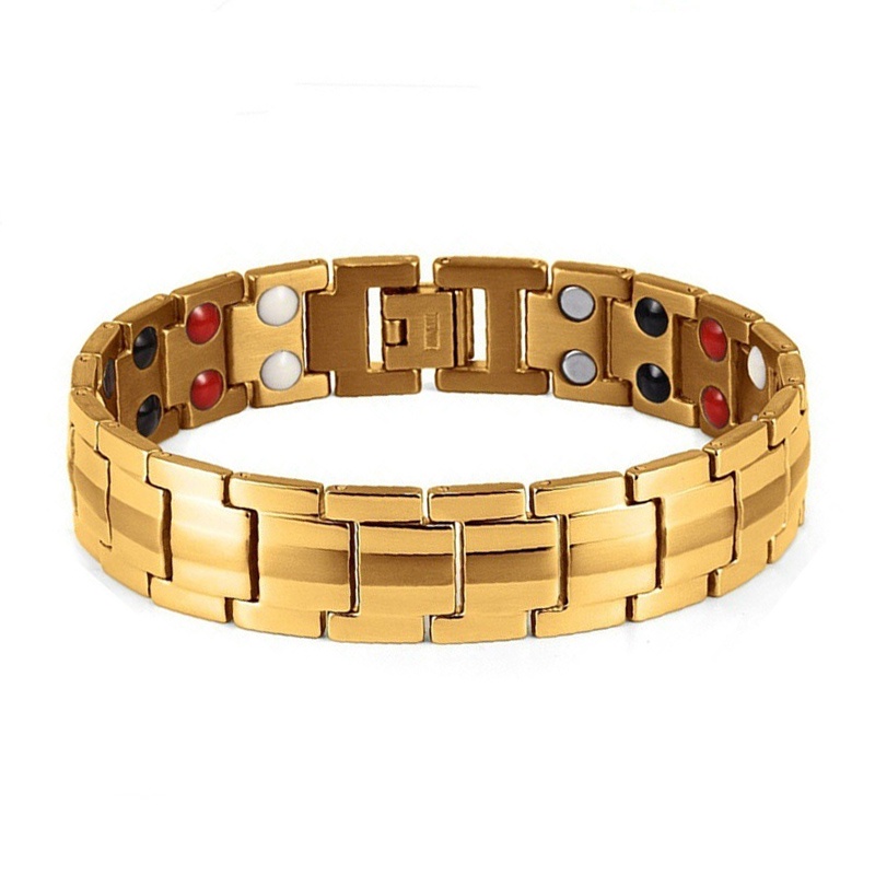 Vòng Đeo Tay Nam Châm Chăm Sóc Sức Khỏe Màu Vàng Bạc Thời Trang Cho Nam