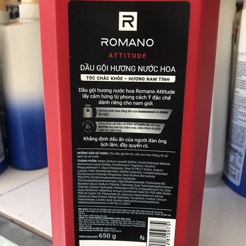 Dầu gội hương nước hoa Romano Attitude 650g