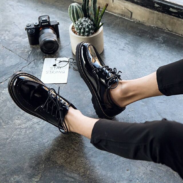 Giầy da bóng ulzzang (có ảnh thật của khách đằng sau )