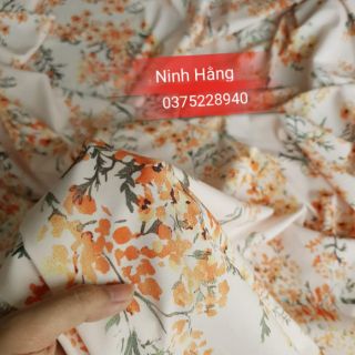 Vải lụa hoa cam nude