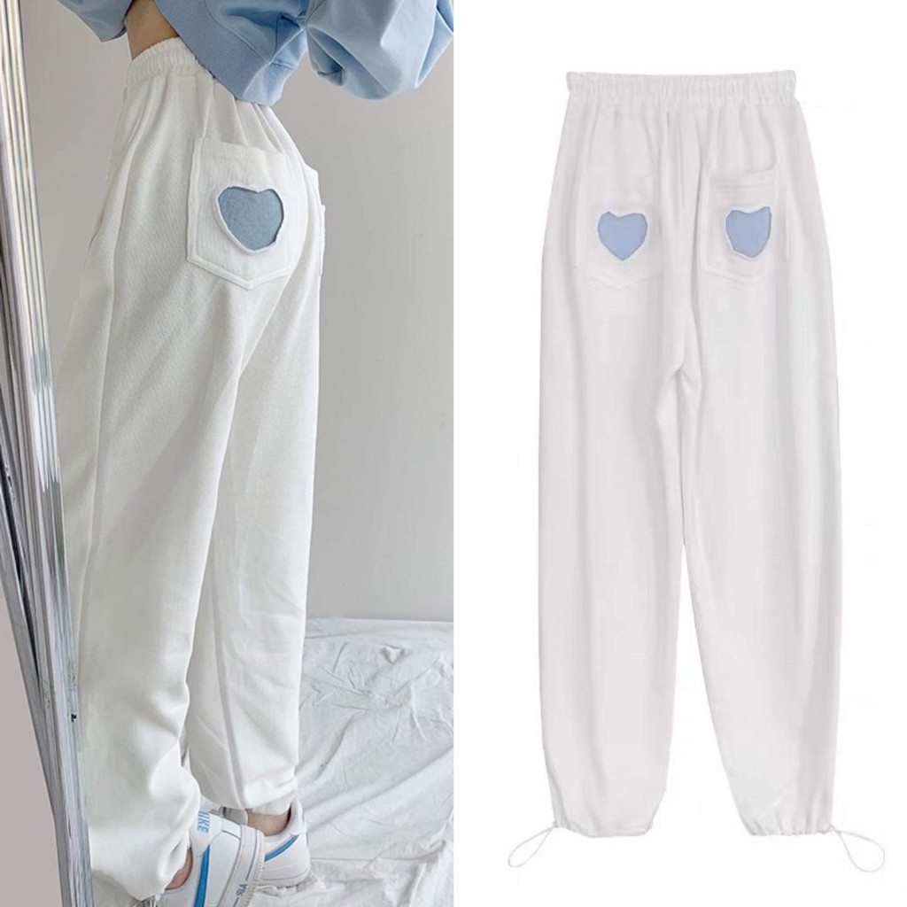 Quần Dài JOGGER HEART Phối Dây Rút Form Rộng Dáng Suông Ulzzang