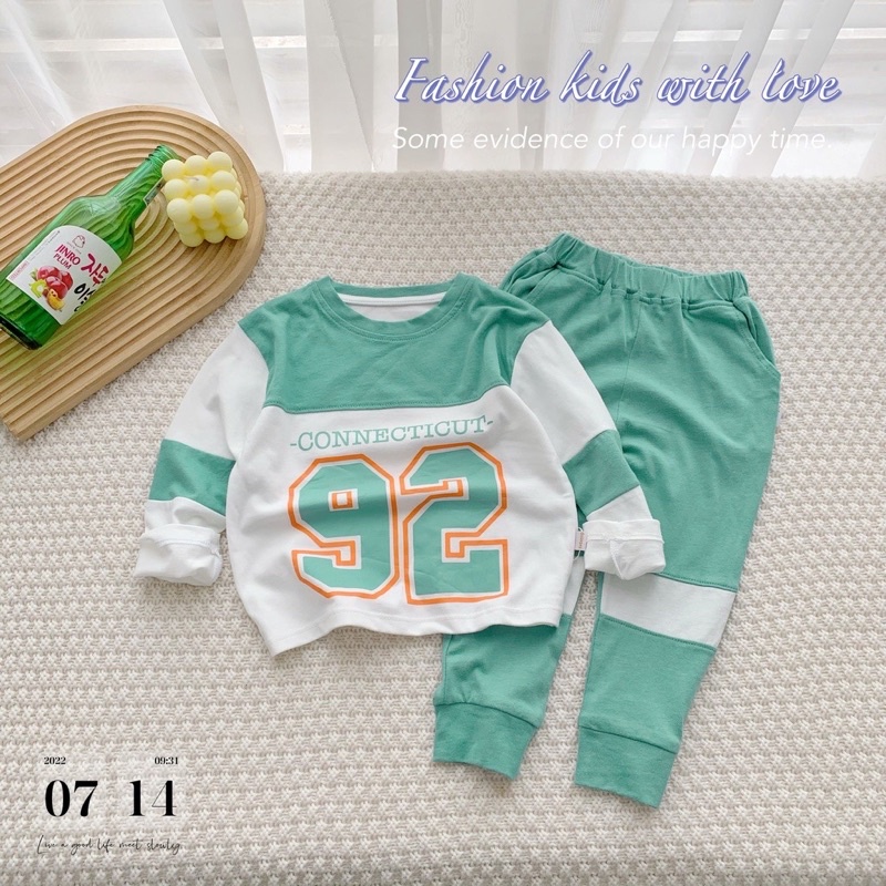 set bộ cotton dài tay cho bé