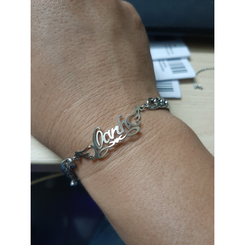 lắc tay inox tên Oanh đẹp, không đen, chuẩn thời trang - tặng hộp quà