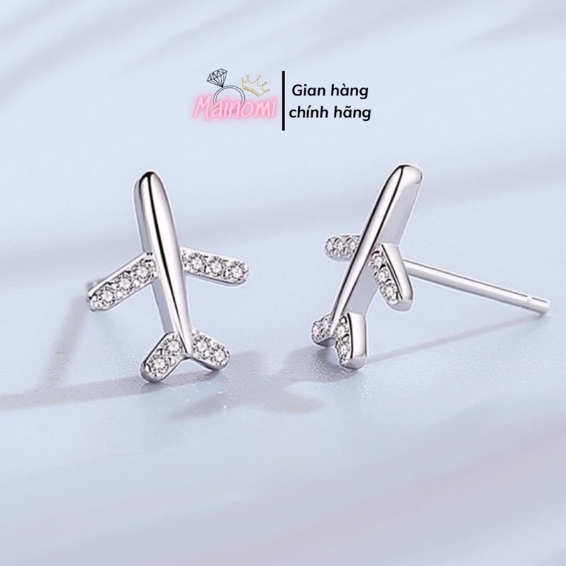 Bông tai máy bay bạc ta, thiết kế độc đáo mới lạ, mang nét nhẹ nhàng cá tính Mainomi Shop Bạc Xinh