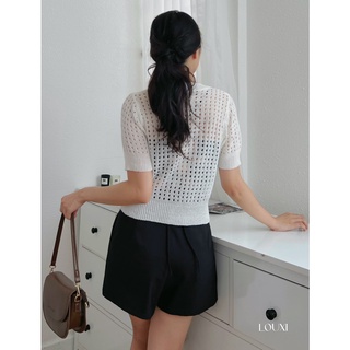 Áo thun len mềm đục lỗ croptop