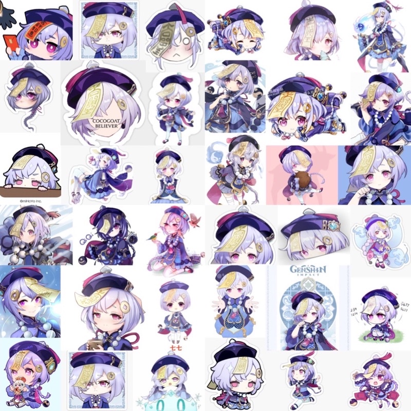 Hình dán Sticker Qiqi Genshin impact 30-60 ảnh ép lụa khác nhau chống xước chống nước