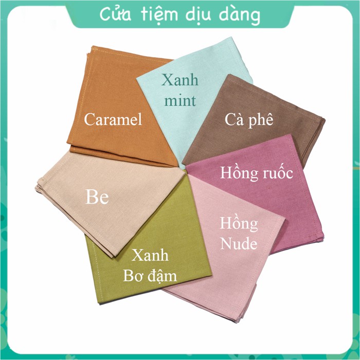 Khăn tay mùi xoa vải linen trơn dùng để tập thêu thủ công 30x30cm - Nhiều màu mới 2020