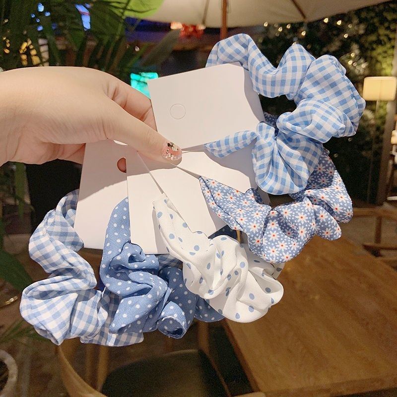 Dây Buộc Tóc Scrunchies Màu Xanh Dương Nhiều Mẫu Dễ Thương Có Thể Dùng Làm Vòng Tay  – Hadichi
