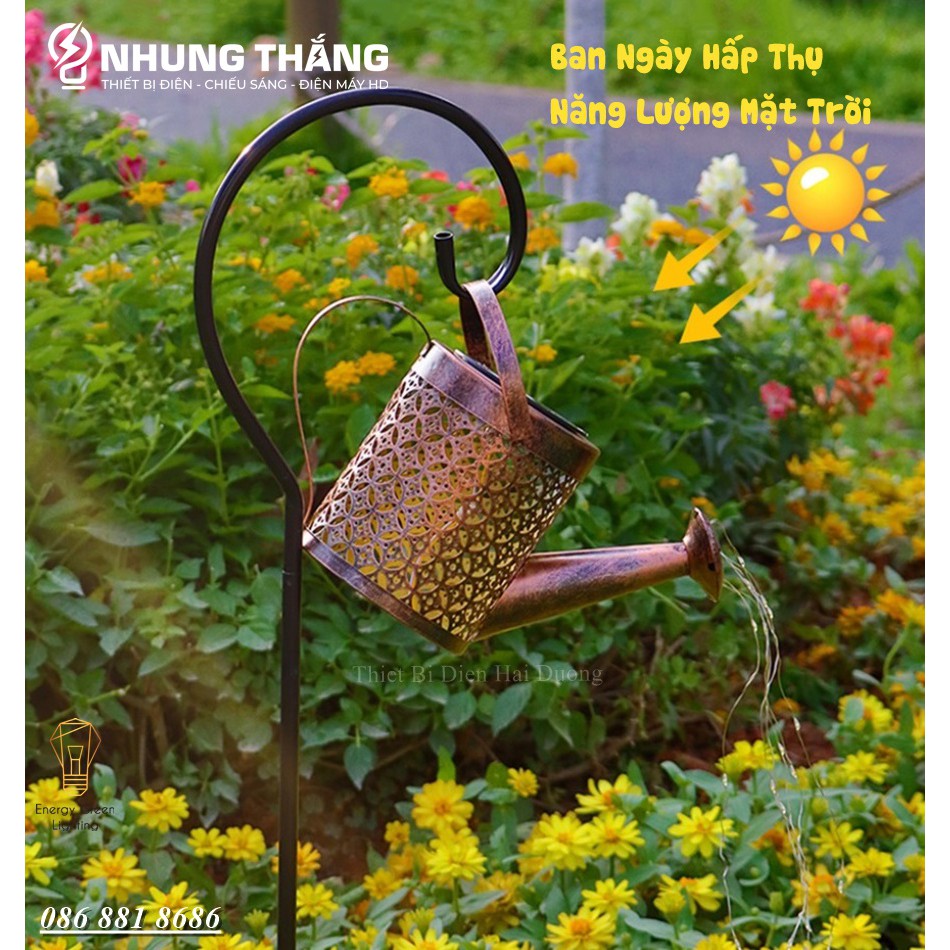 Bình Nước Tưới Cây Nghệ Thuật MT-157 Gắn Dây Đèn LED - Sử Dụng Năng Lượng Mặt Trời - Chống Nước IP65 - Bảo Hành 12 Tháng