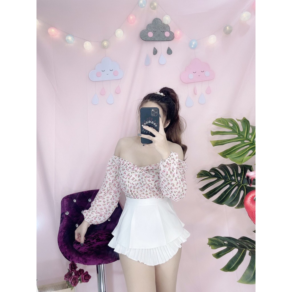 Áo Kiểu Nữ Viền In Bông Tay Dài Thời Trang Mới SP Av105 | BigBuy360 - bigbuy360.vn