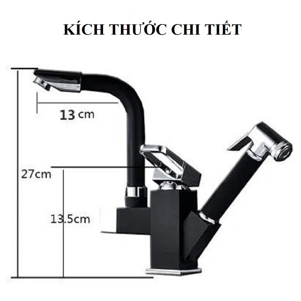 Vòi Lavabo Vòi Rửa Mặt Nóng Lạnh H685478 Chất Liệu Hợp Kim Đồng Xoay 360 Độ - Tặng Kèm Cặp Dây (Hàng cao cấp)