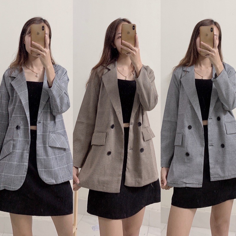 [Ảnh thật/Video] Áo blazer mới một lơp dáng rộng Hàn Quốc Áo khoác ulzzang