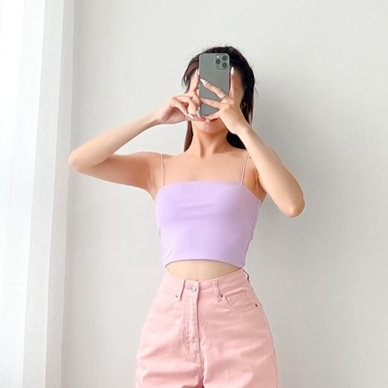 Áo croptop hai dây HEYBEE chất thun mềm mát, nhiều màu - BASIC STRAP BANDEAU HAT05