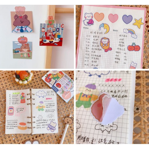 Set 20 Miếng Dán Hình Gấu Đáng Yêu Sticker DIY Trang Trí Cực Dễ Thương Chống Thấm Nước