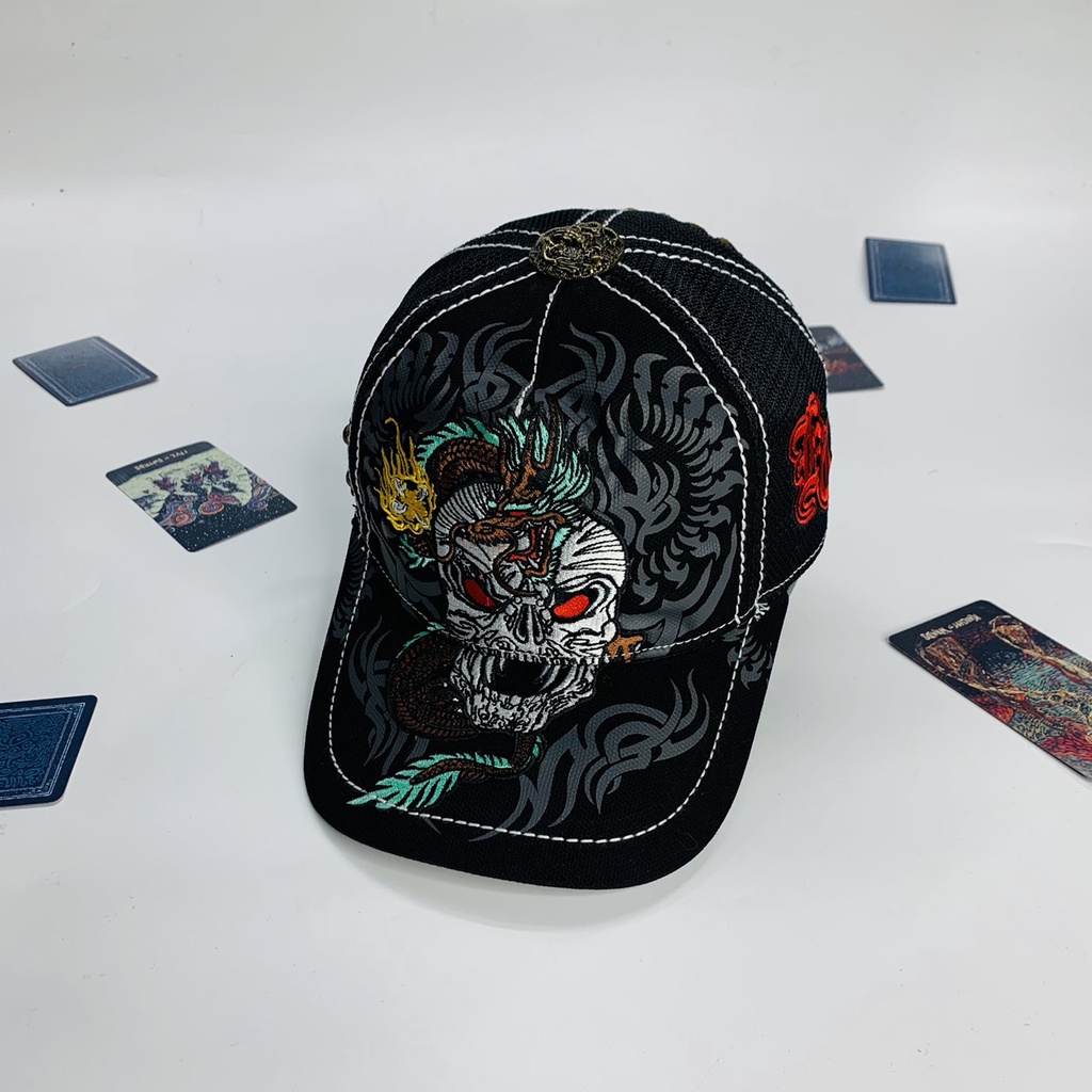 Nón ông địa , Mũ lưỡi trai four 441 rồng quấn sọ thêu full cực chất